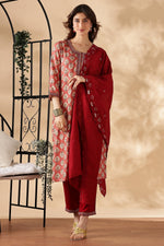 Thumbnail for BulBul Shamaira Printed Rust Rayon Salwar Suit
