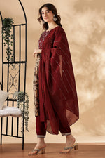 Thumbnail for BulBul Areba Printed Wine & Teal Rayon Salwar Suit