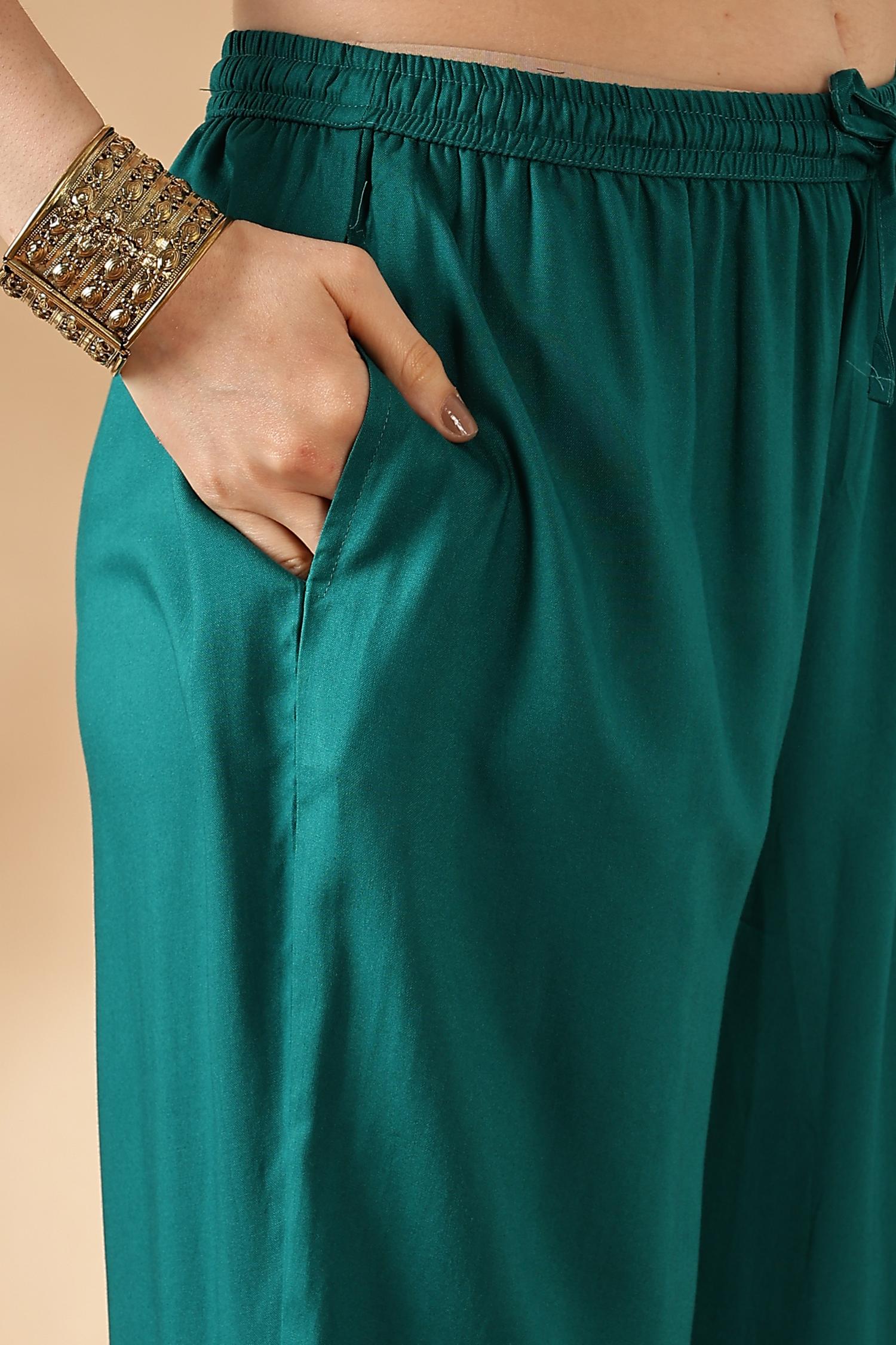 BulBul Areba Printed Olive & Maroon Rayon Salwar Suit