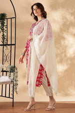Thumbnail for BulBul Sagarika Printed Red & Off White Rayon Salwar Suit
