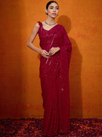 Thumbnail for NOZ2TOZ Women's Georgette Pink Embellished Designer Saree With Blouse Piece - Distacart