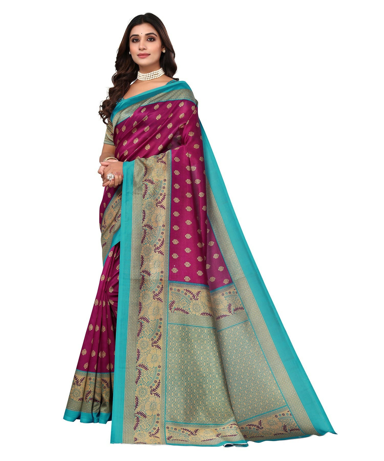 Vamika Purple Printed Art Silk Saree - Distacart