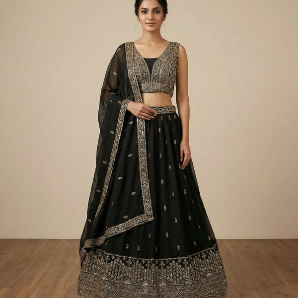 Lehenga Mart Designer Indian Wedding Lehenga Choli-Black - Distacart