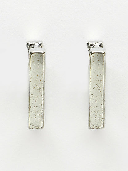 NVR Men's Silver-Plated Geometric Shape Stainless Steel Hoop Earrings - Distacart