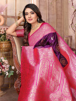 Thumbnail for Joban Fashion Purple Banarasi Soft Silk Woven Saree