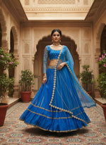 Thumbnail for Lehenga Mart Designer Indian Wedding Lehenga Choli-Blue - Distacart
