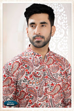 Thumbnail for Joban Fashion Men's Cream Straight Rayon Thread And Sequence Embroidery All Over Kurta Set - Distacart