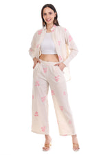 Thumbnail for Jaitra Apparels Off White Embroidered Premium Pure Cotton Co-Ord Set For Women