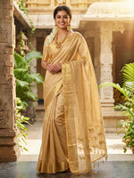 Thumbnail for Anaita Beige Silk Saree With Blouse Piece - Distacart