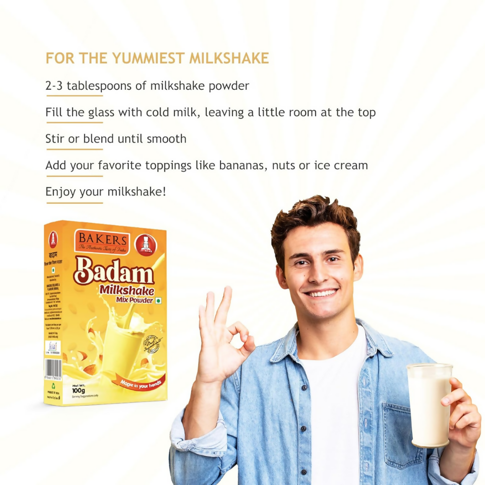 BAKERS Milk Shake Mix Powder - Badam Flavor - Dista