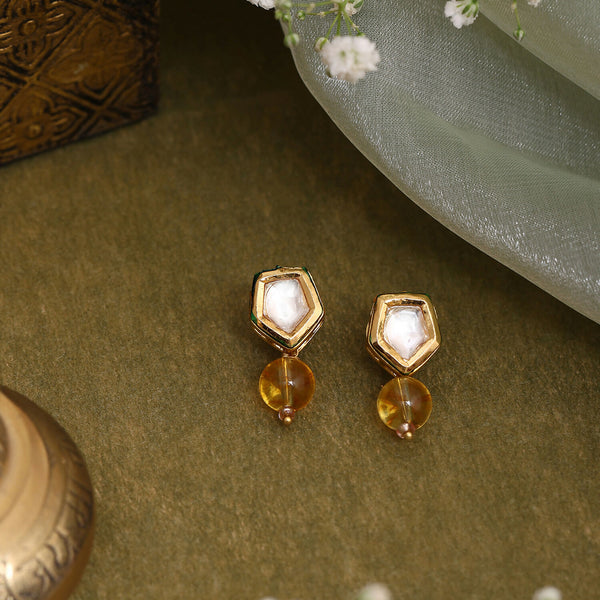 Ruby Raang Yellow Citrine Kundan Studs