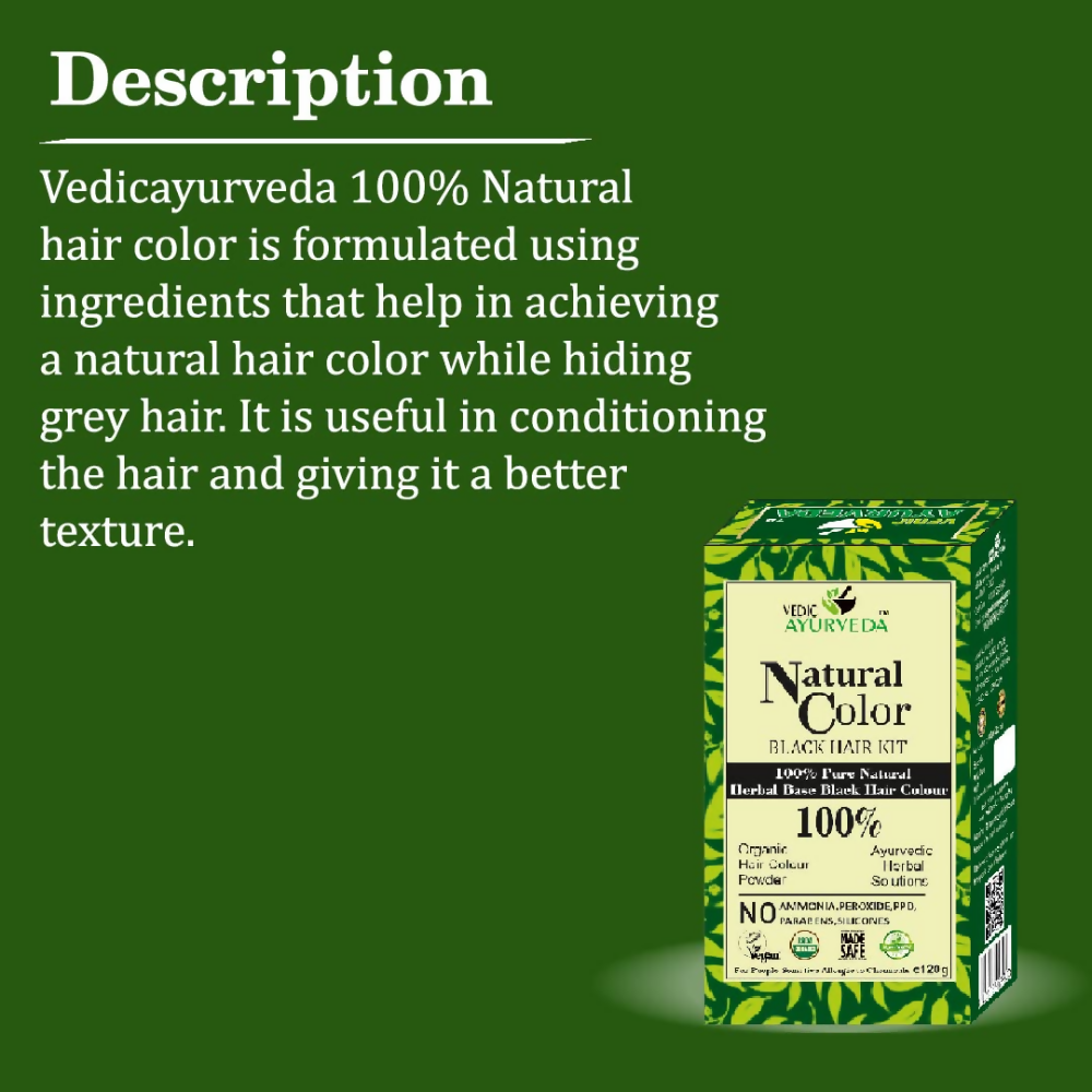VedicAyurveda Natural Color Black Hair Kit - Dista