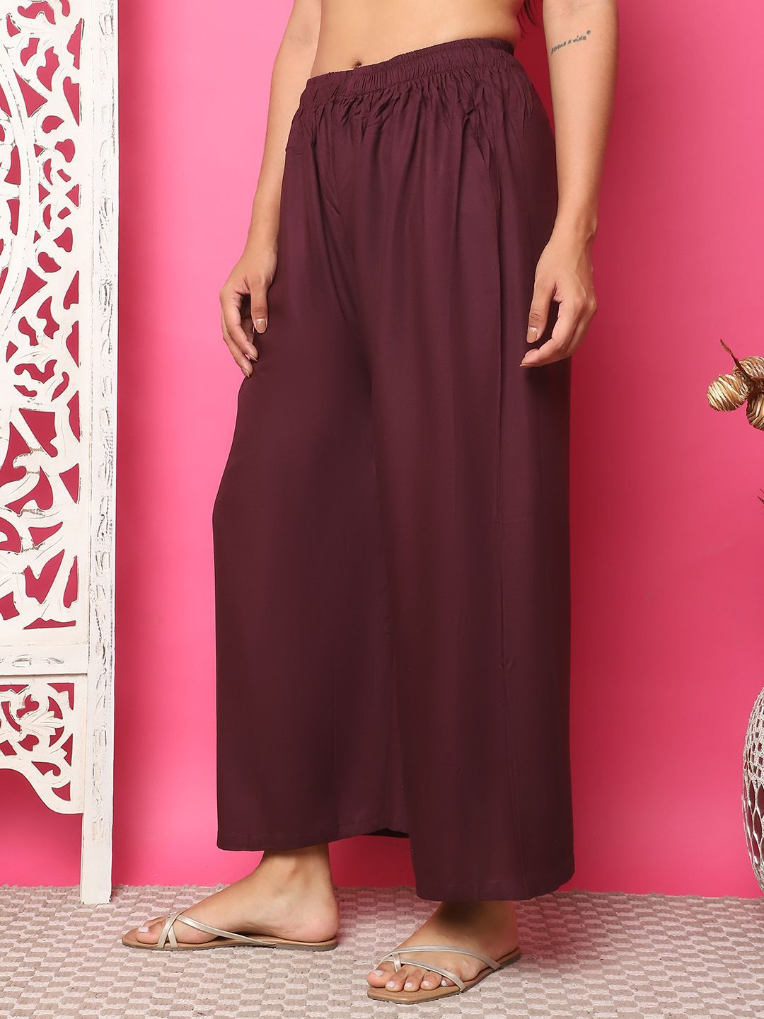 TAG 7 Women Flared Wide Leg Palazzos - Distacart