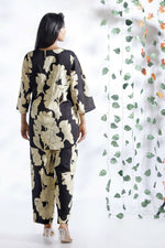 Thumbnail for Breathables Black Floral Cotton Kurta & Pant Co-Ord Set - Dista
