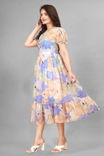 Thumbnail for Preksha Creation New Georgette Floral Print Women Light Blue Gown - Distacart