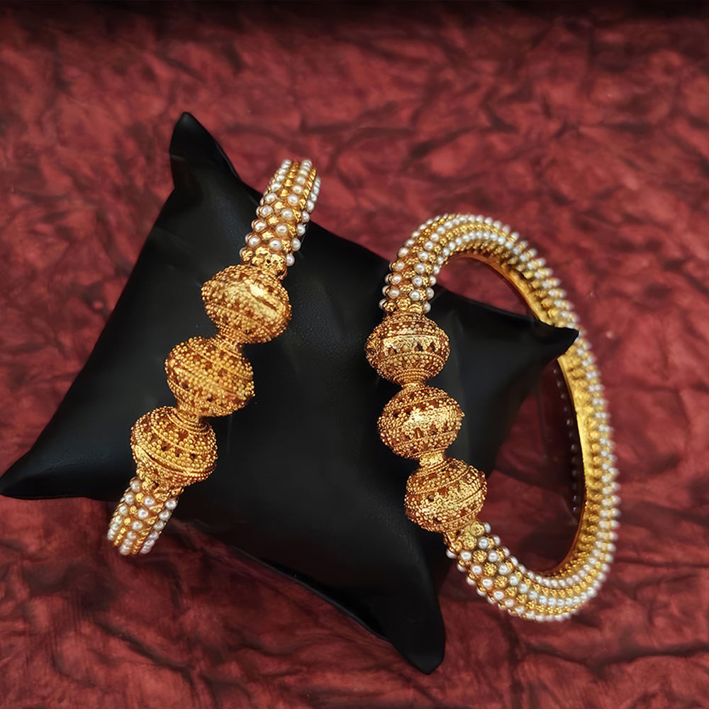 JS Fashion High Gold Designer Fancy Design Party Wear Beautiful Bangle Set - Dista