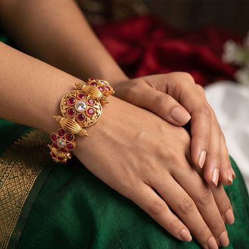 JS Fashion Fancy Style Rajwadi Polish Beautiful Party Wear Antique Bangle Set Of 2 - Dista