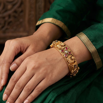 JS Fashion Rajwadi Polish Fancy Style Party Wear Antique Bangles Set Of 2 - Dista