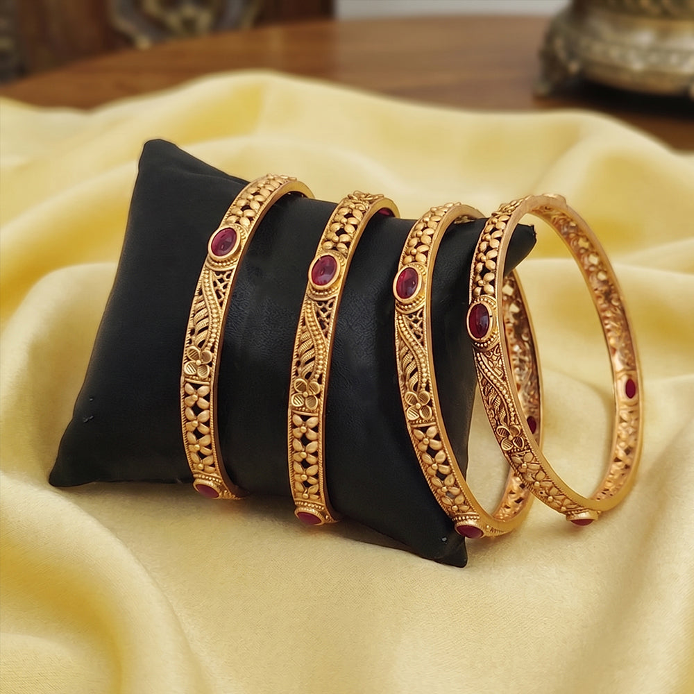 JS Fashion Beautiful Rajwadi Polish Fancy Design Party Wear Antique Bangle Set Of 4 - Dista