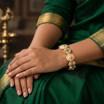 JS Fashion Antique Jewellery Rajwadi Polish Fancy Style 2 Bangles Set - Dista