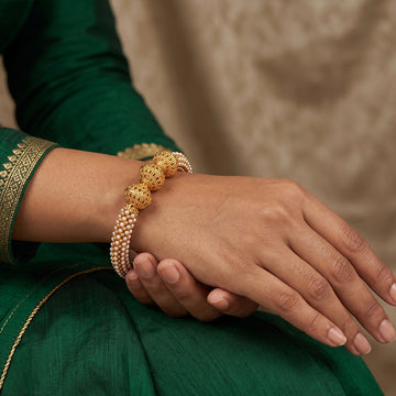 JS Fashion Antique Jewellery High Gold Polish Design Party Wear 2 Bangles Set - Dista