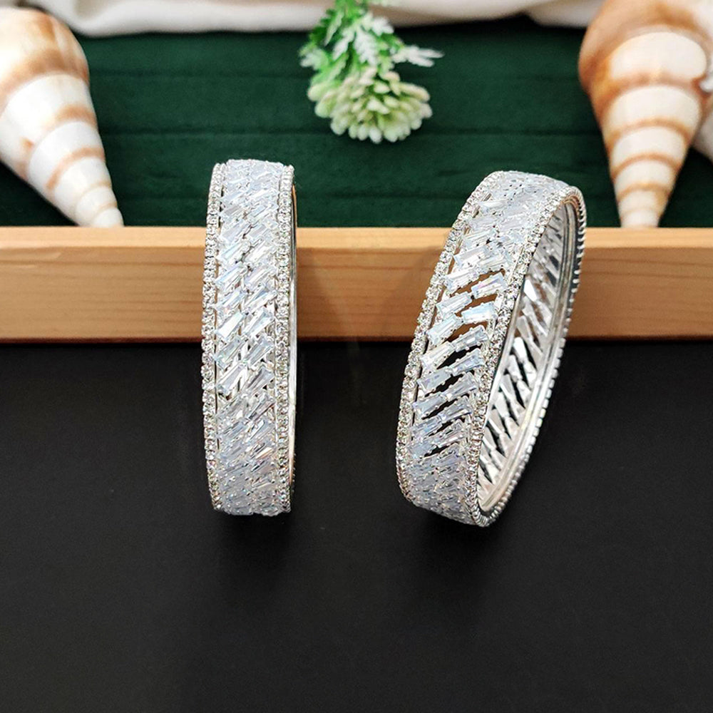 JS Fashion Premium Ad Baguette Stone Sparkling Bangles Set - Dista