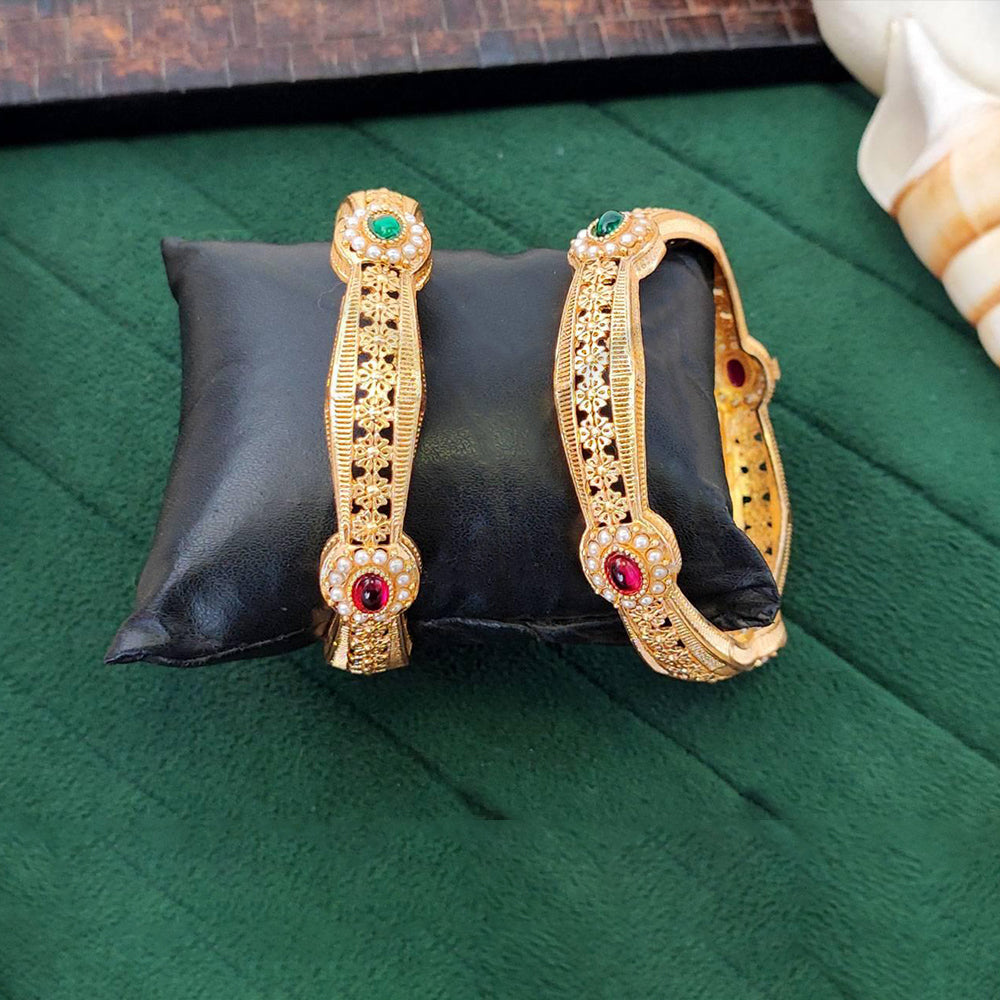 JS Fashion Traditional Stone Studded Temple Style Bangles - Dista