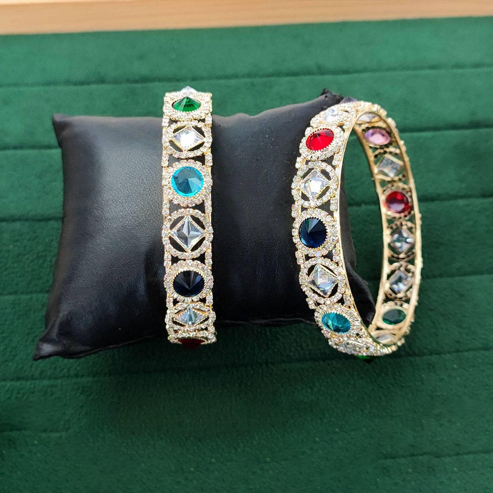 JS Fashion Premium Multistone American Diamond Bangle Set - Dista