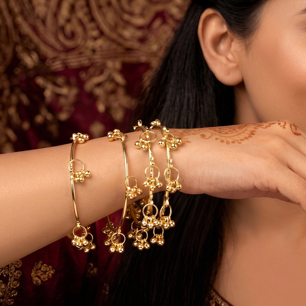 JS Fashion Elegant Kashmiri Style Light Gold Bangles For Women - Dista