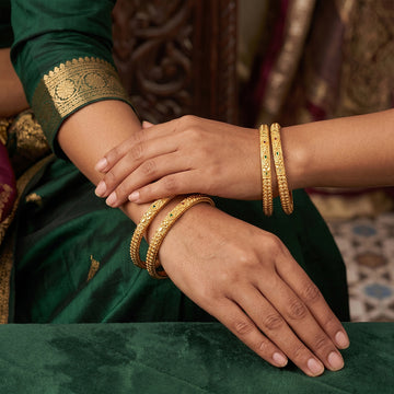 JS Fashion Antique Designer Gold Bangles Set For Women - Dista