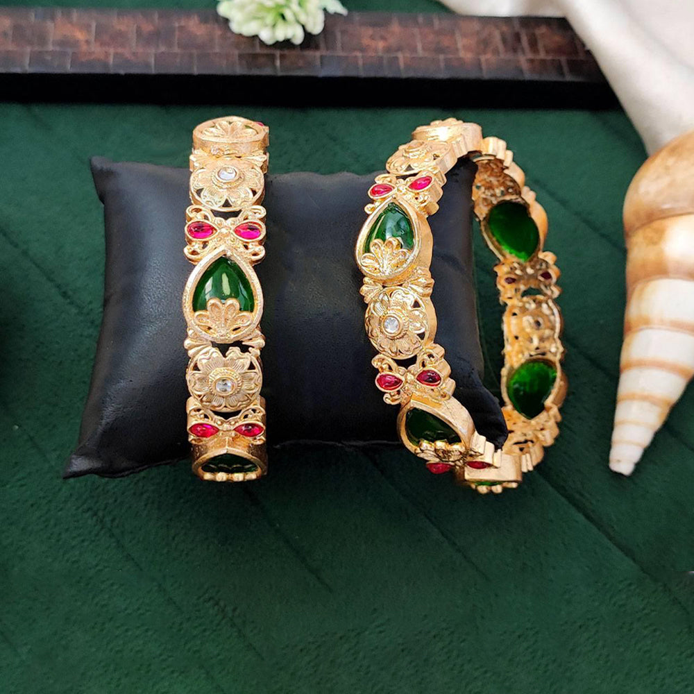 JS Fashion Designer Floral Pattern Bangles Set Wedding Wear Jewellery - Dista