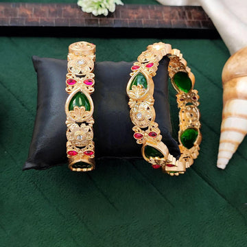 JS Fashion Designer Floral Pattern Bangles Set Wedding Wear Jewellery - Dista