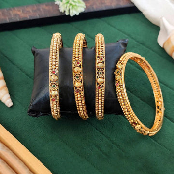 JS Fashion Antique Gold Designer Bangles Set For Women - Dista