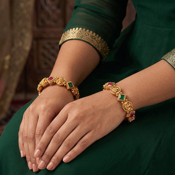 JS Fashion Premium Temple Style Coin Bangles For Women - Dista