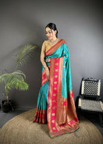 Thumbnail for Joban Fashion Sea Green Banarasi Soft Silk Woven Butti Saree