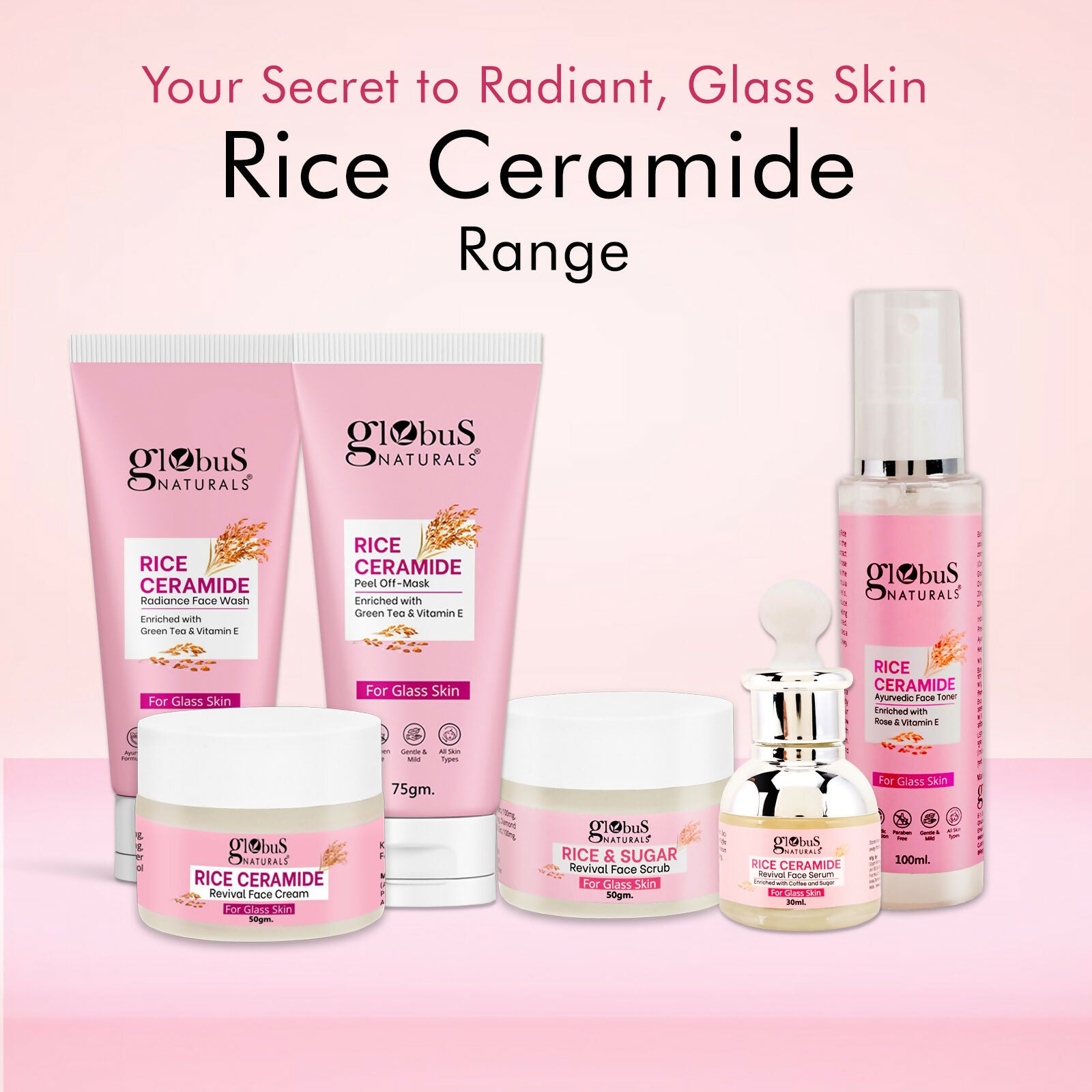 Globus Naturals Rice Ceramide Revival Face Cream, For Korean Glass Skin