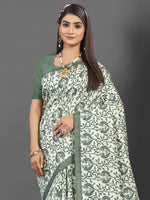 Thumbnail for NOZ2TOZ Women's Bhagalpuri Silk Off White Printed Designer Saree With Blouse Piece - Distacart