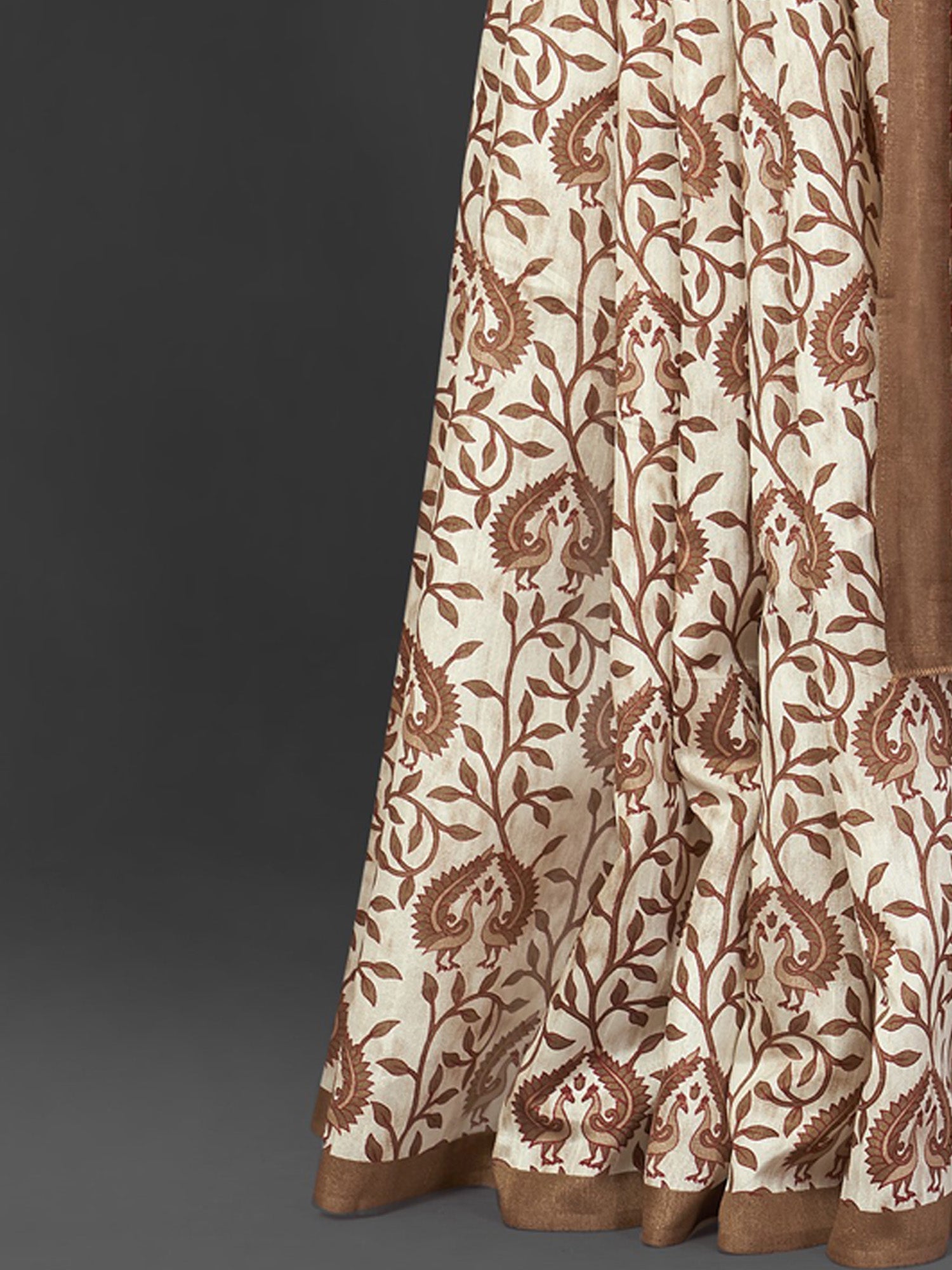 NOZ2TOZ Women's Bhagalpuri Silk Off White Printed Designer Saree With Blouse Piece - Distacart