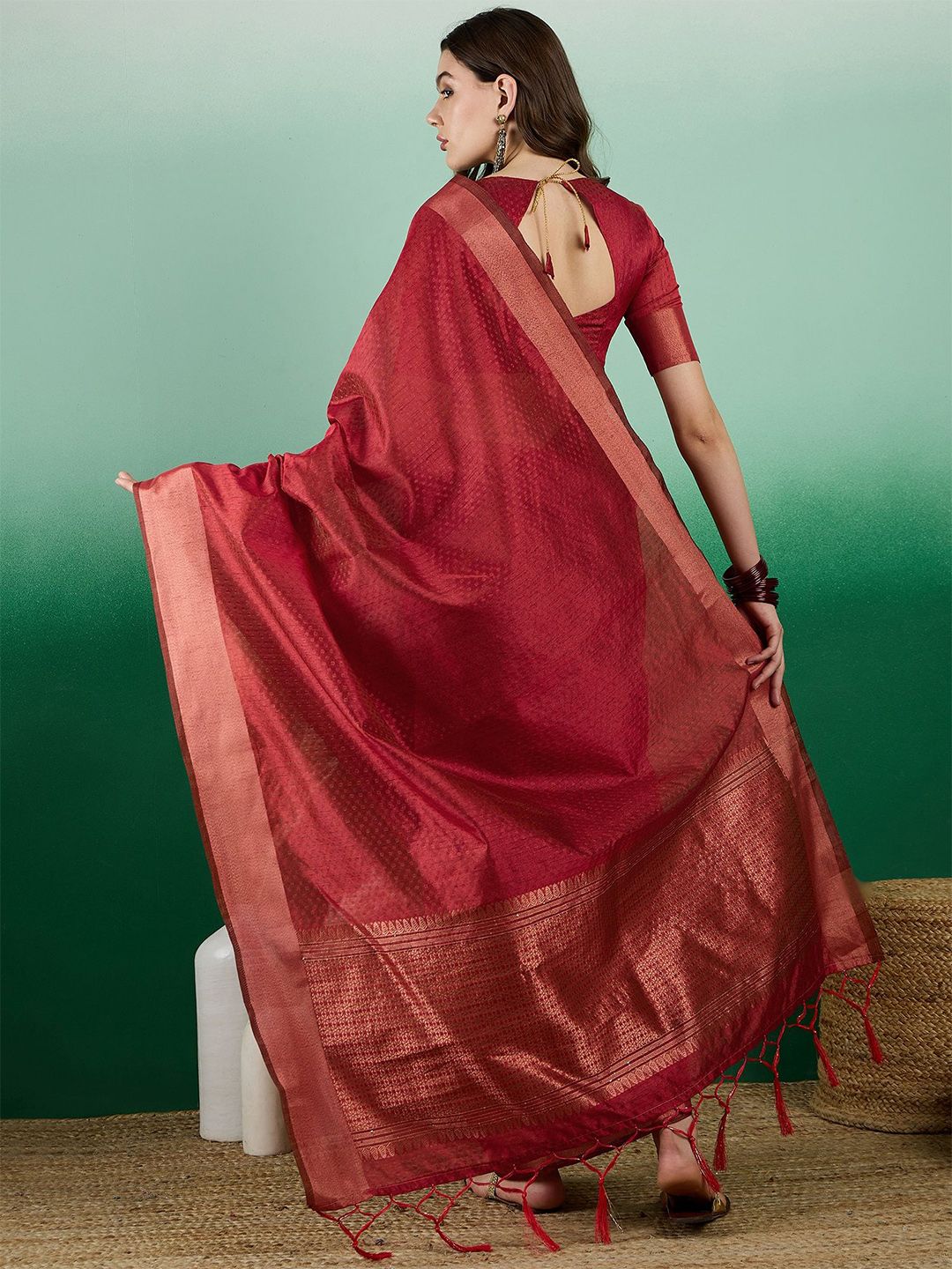 Mitera Woven Design Zari Organza Saree - Distacart