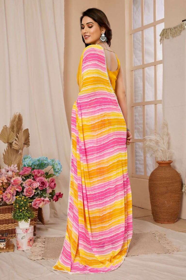 Aafreen Partywear Designer Lemon Georgette Fancy Ready Wear Saree - Distacart