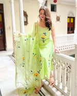 Thumbnail for Divine Drape Women's Viscose Printed Straight Kurta Pant With Dupatta - Green