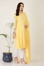 Thumbnail for Joban Fashion Yellow Georgette Kurta Set