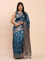 Thumbnail for Astita Banarasi Silk Teal Blue Saree
