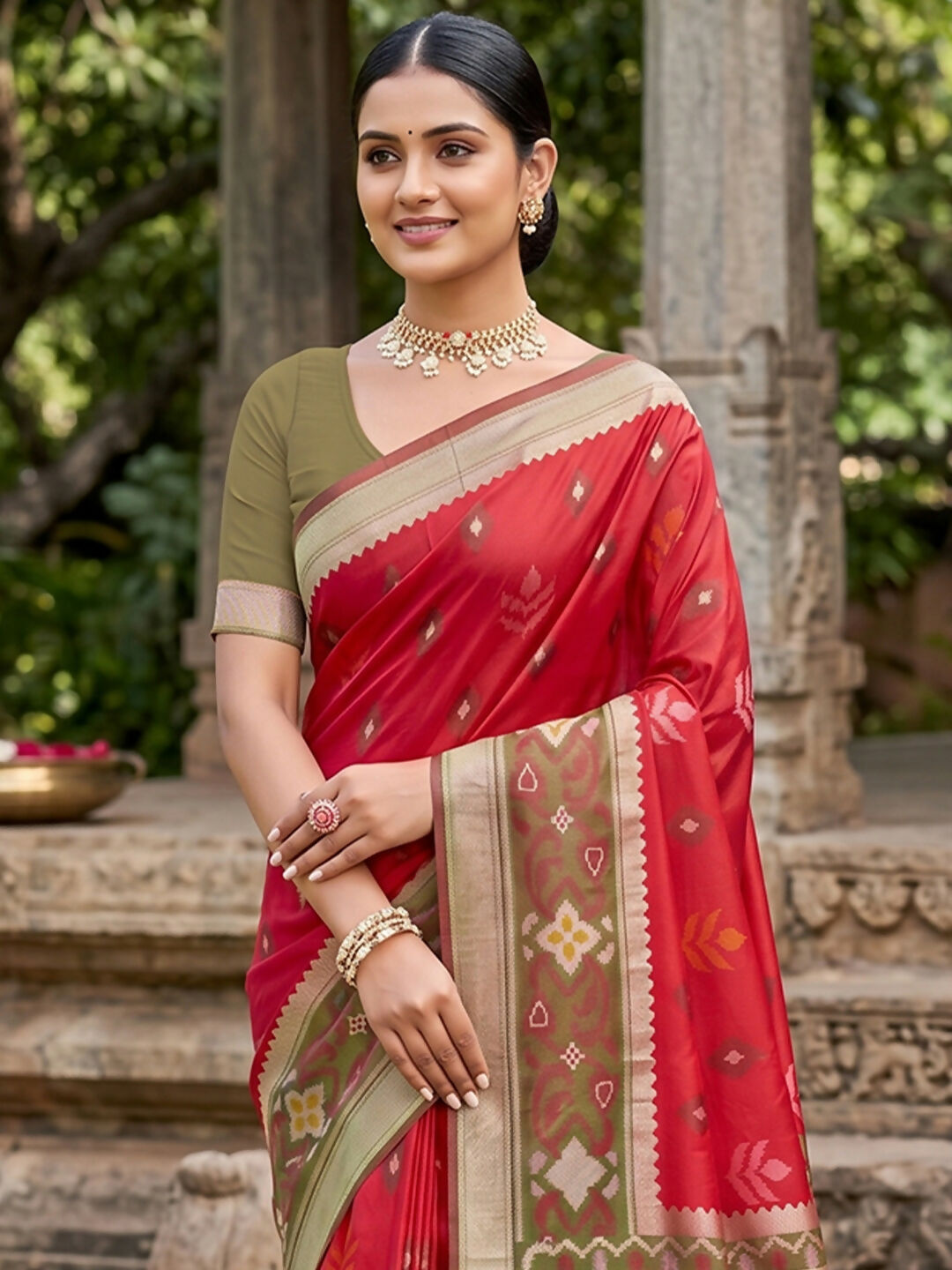 Shree Shyam Fashion Red Soft Silk Saree - Dista