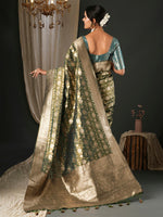 Thumbnail for NOZ2TOZ Women's Organza Blue Woven Design Designer Saree With Blouse Piece - Distacart