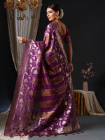 Thumbnail for NOZ2TOZ Women's Organza Pink Woven Design Designer Saree With Blouse Piece - Distacart