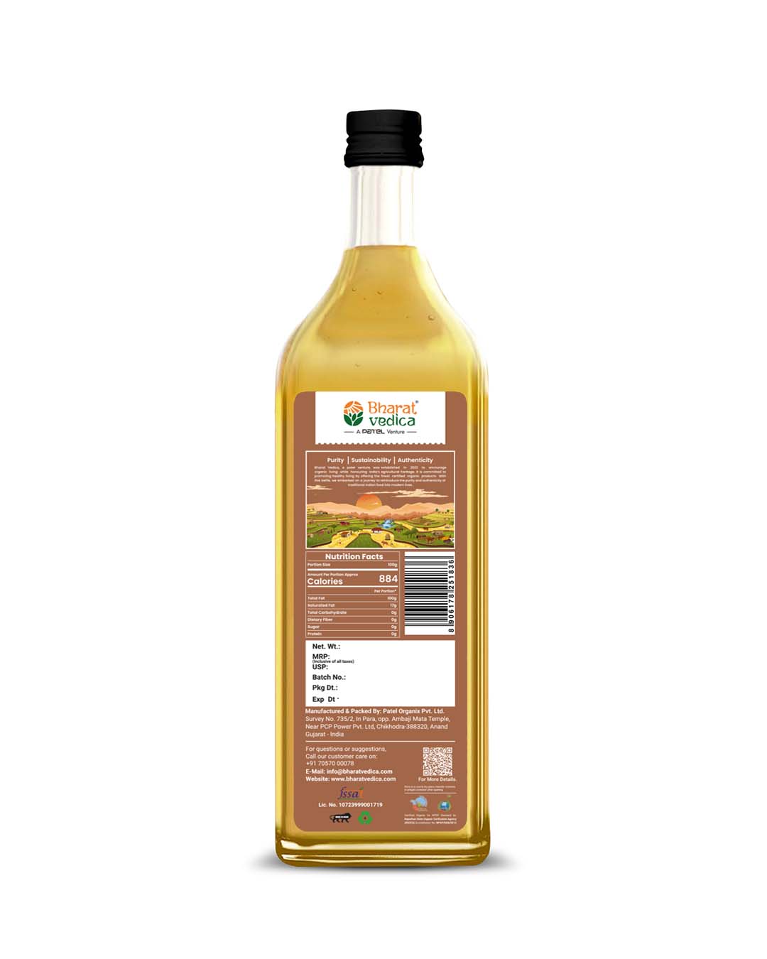 Bharat Vedica Organic Wood Pressed Groundnut Oil - Organic Wood Pressed Moongfali ka Tel - Distacart