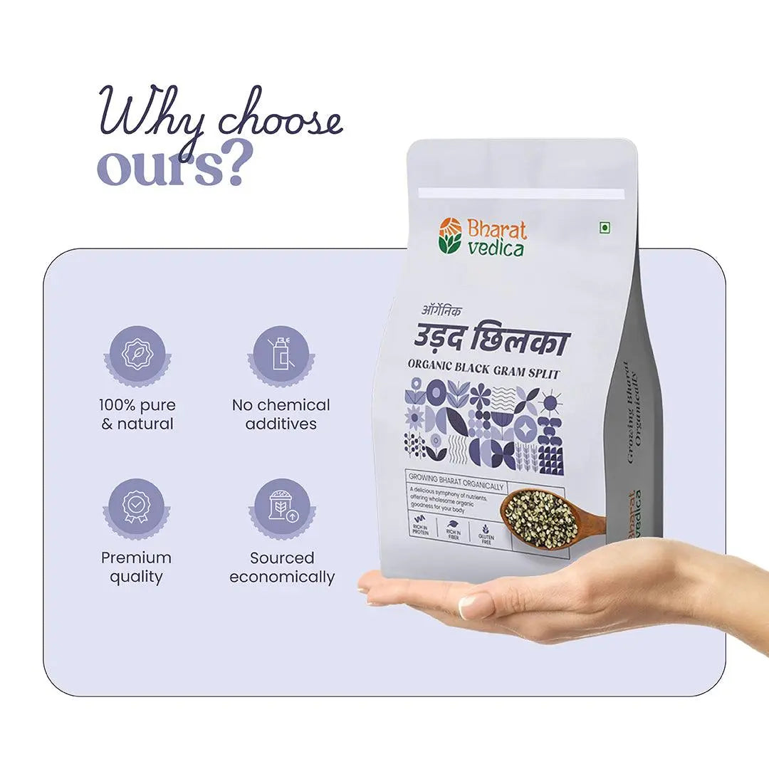 Bharat Vedica Organic Black Gram Split - Organic Urad Dal Chilka - Distacart