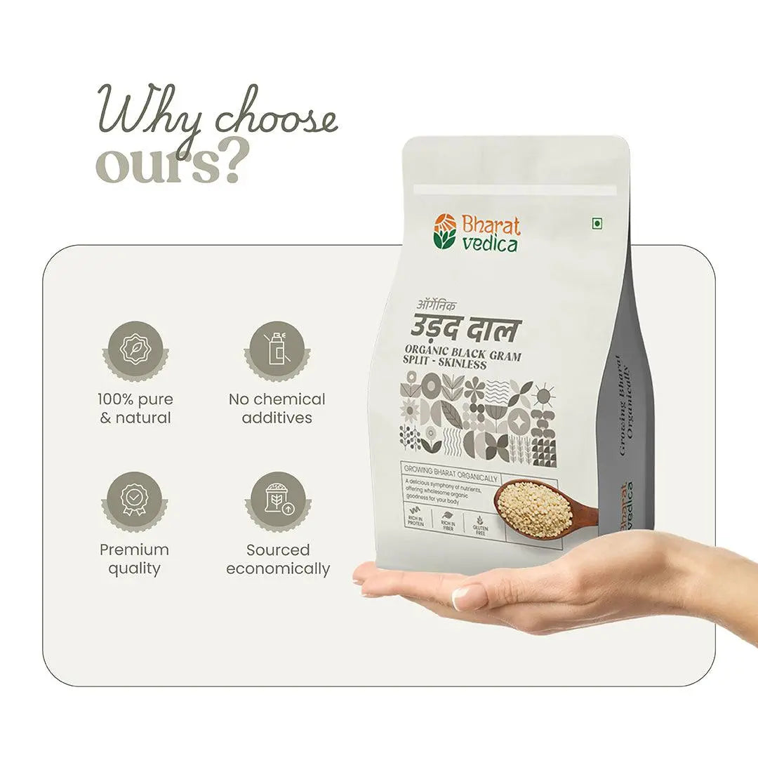 Bharat Vedica Organic Black Gram Split / Skinless - Organic Urad Dal - Distacart