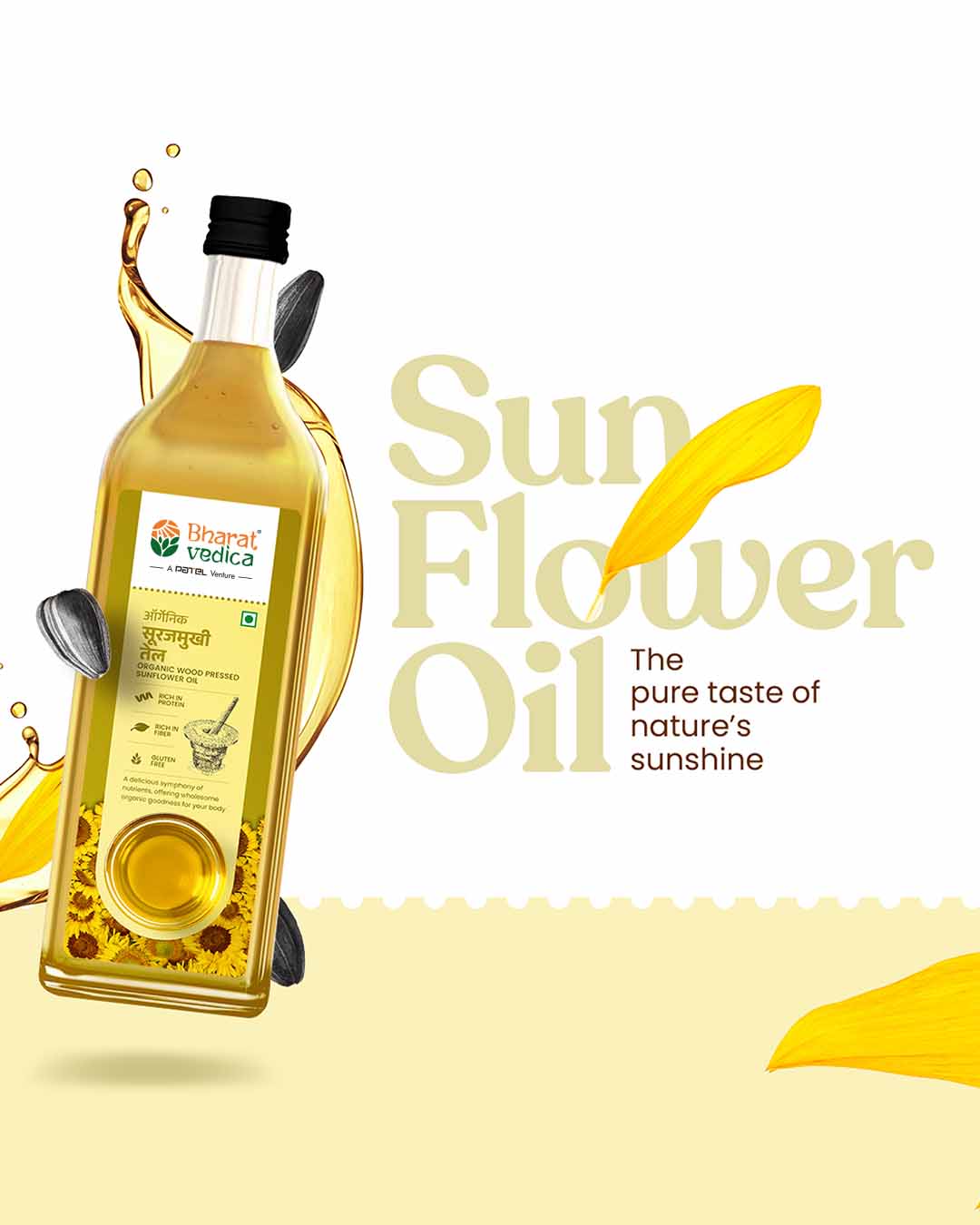 Bharat Vedica Organic Wood Pressed Sunflower Oil - Organic Wood Pressed Surajmukhi ka tel - Distacart